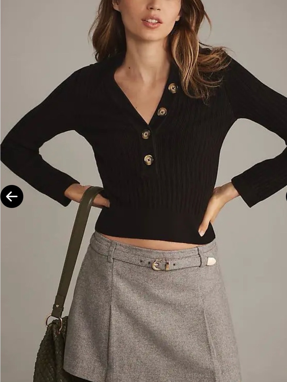 Pilcro The Kassidy Deep V-Neck Ribbed Pullover Sweater Black S